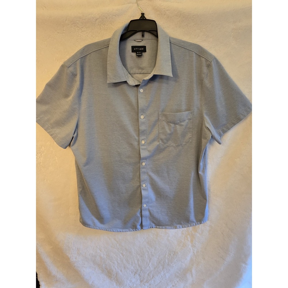 Kit + Ace Mens Light Blue Dress‎ Shirt Size XL Short Sleeve Button Up Casual Top
